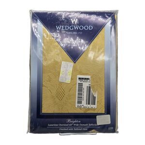 WEDGWOOD Formal Traditions Brighton Damask Gold 68x104 Rectangle Tablecloth New